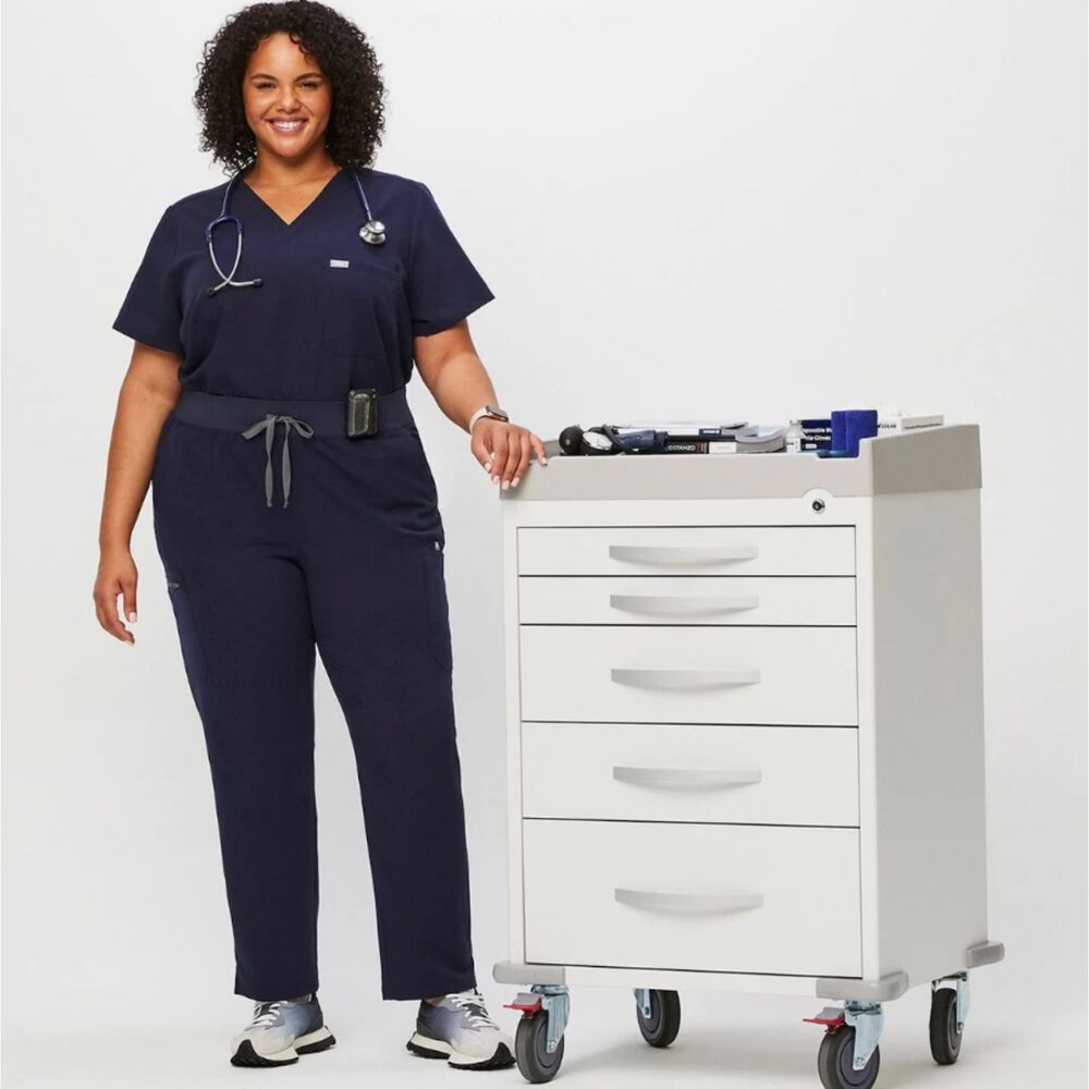 Figs Set Navy Blue 4XL Yola High-Rise Slim Scrub Pant / Casma 3 Pocket Scrub Top